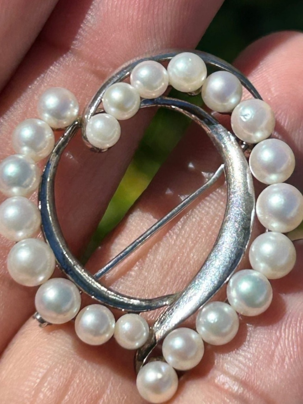 Vintage sterling silver mikimoto 21 Japanese 3.4 mm To 5.4 akoya pearl brooch